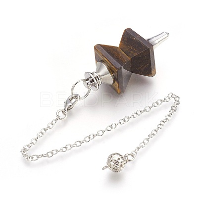 Natural Tiger Eye Dowsing Pendulums KK-F756-09A-1