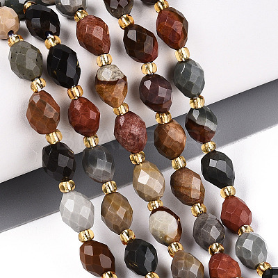 Natural Picture Jasper Beads Strands G-N342-35-8x6-09-1