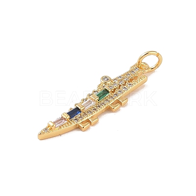 Brass Micro Pave Cubic Zirconia Pendants KK-E111-39G-01-1