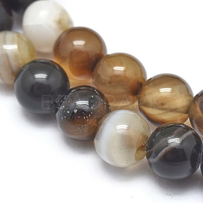 Natural Striped Agate/Banded Agate Beads Strands G-I254-03B-01-1