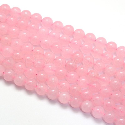 Dyed Natural Rose Quartz Round Beads Strands G-O047-05-10mm-1