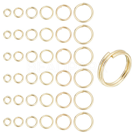 GOMAKERER 120Pcs 6 Styles Brass Split Rings KK-GO0001-52-1
