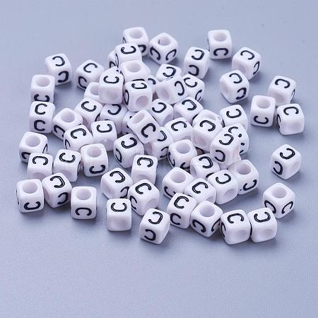 Acrylic Horizontal Hole Letter Beads PL37C9308-C-1