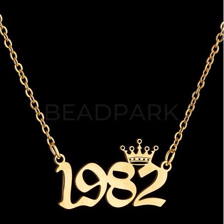 Crown Birth Year 201 Stainless Steel Pendant Necklaces for Women FS-WG4E8F2-03-1