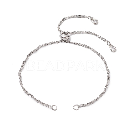 304 Stainless Steel Singapore Chain Slider Bracelet Making AJEW-JB01328-02-1