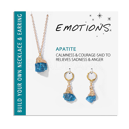 Nuggets Natural Apatite Pendant Necklaces & Earrings Sets for Women WG0BEC3-04-1