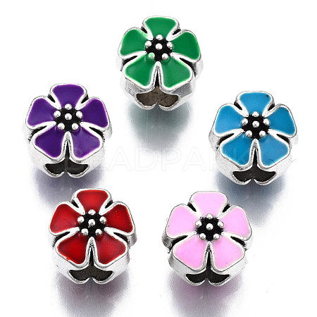 Alloy Enamel European Beads MPDL-T005-006-RS-1