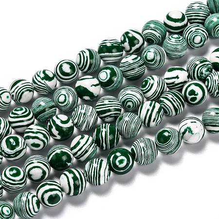 Synthetic Malachite Beads Strands G-I199-32-6mm-F-1