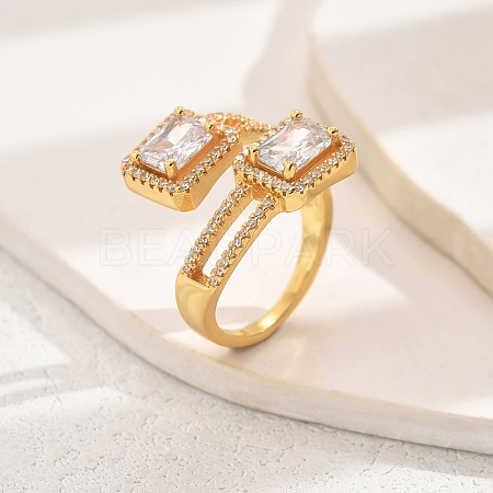 Brass Micro Pave Zirconia Cuff Ring SP8247-1