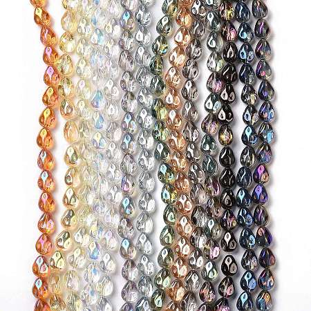 Transparent Electroplate Glass Beads Strands GLAA-C025-02-1