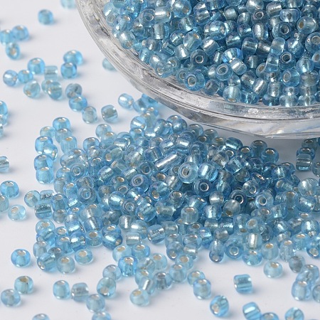 8/0 Silver Lined Round Glass Seed Beads SEED-K003-3mm-M07-04-1
