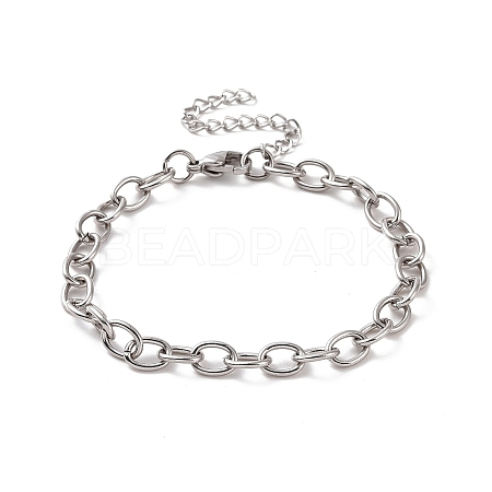 Non-Tarnish 304 Stainless Steel Cable Chain Bracelet for Men Women BJEW-E031-01P-05-1