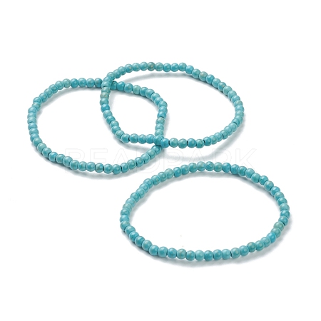 Synthetic Turquoise Beaded Stretch Bracelets BJEW-D446-A-18-1