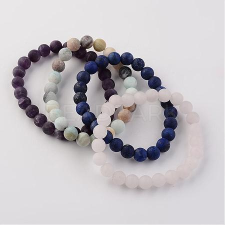 Natural Gemstone Beads Stretch Bracelets BJEW-JB02445-1