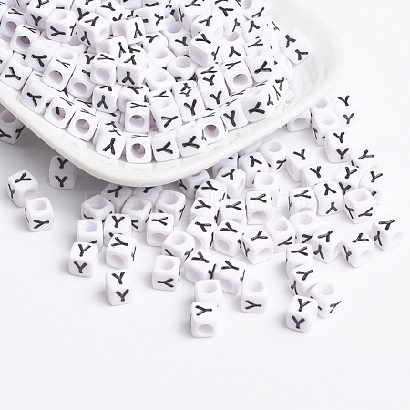 Acrylic Horizontal Hole Letter Beads PL37C9308-Y-1