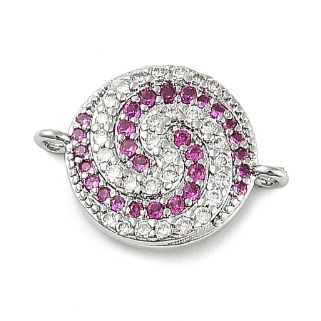 Rack Plating Brass Micro Pave Orchid & Clear Cubic Zirconia Vortex Connector Charms KK-A234-057P-1