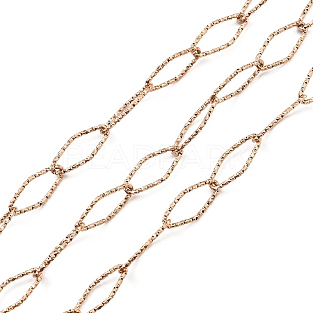 Ion Plating(IP) 304 Stainless Steel Textured Horse Eye Link Chains CHS-I020-01B-RG-1