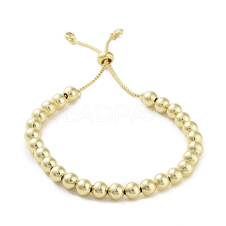 Adjustable Brass Round Beaded Slider Bracelets BJEW-D039-31B-G-1