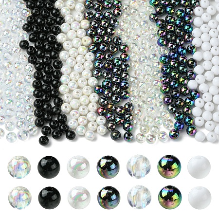 350Pcs 7 Colors Transparent & Opaque Acrylic Beads MACR-FS0001-82-1