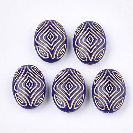 Oval Plating Acrylic Beads PACR-Q102-78C-1