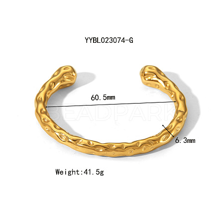 Hammered 304 Stainless Steel Cuff Bangles for Women HR8808-1-1
