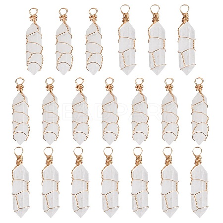 20Pcs Natural Quartz Crystal Pendants PALLOY-AB00128-1