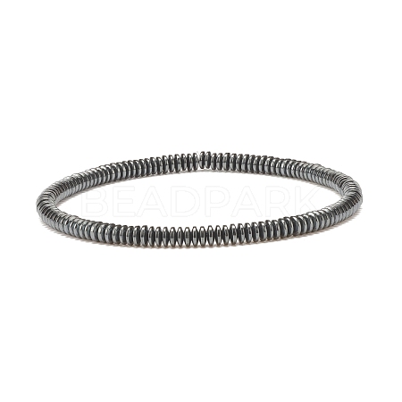 Synthetic Hematite Disc Beaded Stretch Bracelet BJEW-JB07560-1