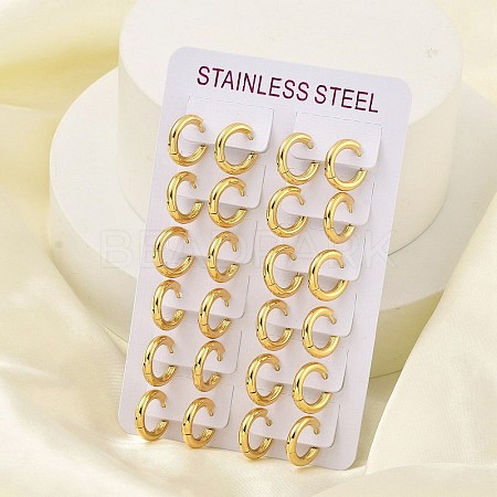 PVD Vacuum Plating 304 Stainless Steel Huggie Hoop Earrings for Women EJEW-F280-07K-G-1