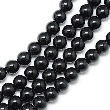 Synthetic Black Stone Bead Strands X-G-R345-10mm-35-1-1