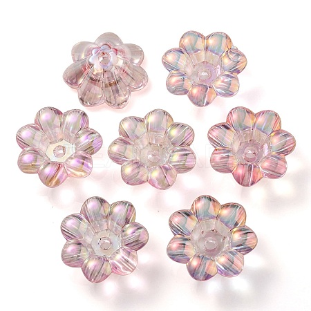 UV Plating Rainbow Iridescent Acrylic Beads OACR-P010-04B-1