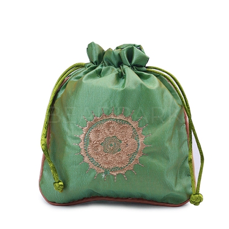 Chinese Style Rectangle Brocade Drawstring Bags PW-WG11350-09-1