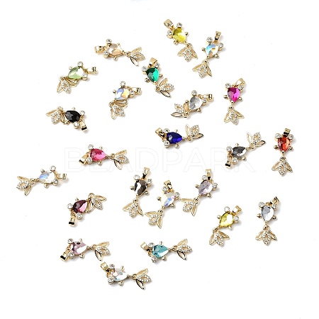 Brass Micro Pave Cubic Zirconia Pendants KK-K375-27G-1