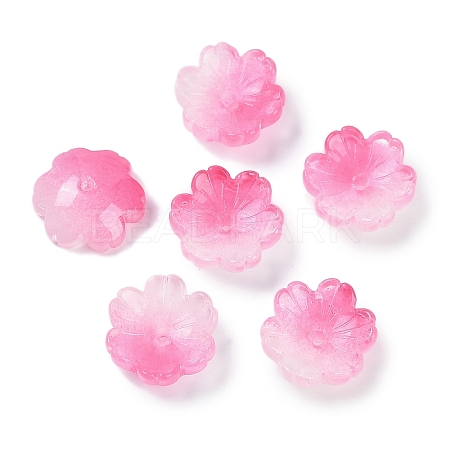 Transparent Spray Paint Glass Bead Caps GLAA-H035-04H-1
