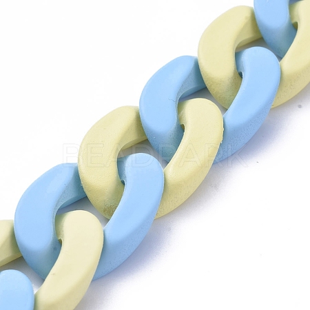 Handmade Opaque Spray Painted Acrylic Curb Chains AJEW-JB00615-02-1
