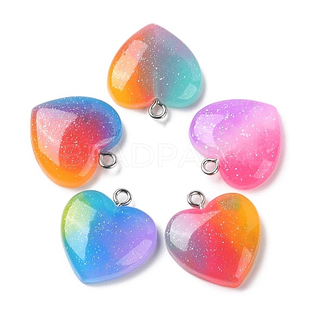 Rainbow Color Opaque Resin Pendants RESI-A025-04-1