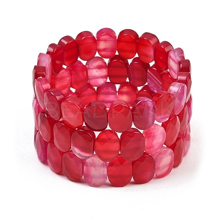 Dyed & Heated Natural Agate Oval Beaded Stretch Bracelet G-E010-01-17-1