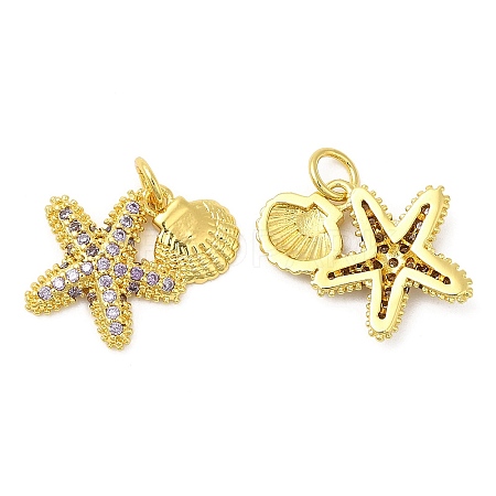 Brass Micro Pave Cubic Zirconia Pendants KK-P236-31G-1