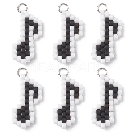 Glass Seed Beaded Musical Note Pendants PALLOY-MZ01050-1