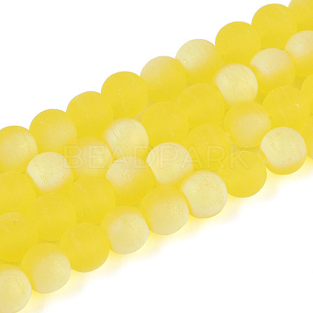 Frosted Transparent Glass Beads Strands GLAA-T032-T6mm-MBB12-1