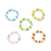 5Pcs 5 Colors Acrylic & Glass Seed Beaded Stretch Rings Set RJEW-JR00594-S-1