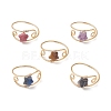 Copper Wired Gemstone Finger Rings RJEW-JR00978-2
