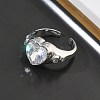 Brass Pave Cubic Zirconia Cuff Open Rings for Women RJEW-L343-08P-01-3