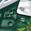 12Pcs Stainless Steel Grooved Finger Ring Settings STAS-UN0038-94D-3