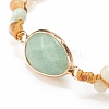 Teardrop Natural Green Aventurine Braided Bead Bracelet BJEW-JB08116-03-4