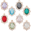 8Pcs 8 Styles Brass Glass Clear Cubic Zirconia Pendants KK-BBC0021-24-1