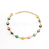 Real 18K Gold Plated Stainless Steel Enamel Evil Eye Link Chain Bracelet VQ3782-2-1