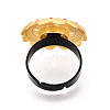 Adjustable Flower Alloy & Iron Rhinestone Bezel Cup Ring Base with Rotatable Tray MAK-T012-03G-3