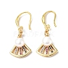 Colorful Cubic Zirconia Fan Dangle Earrings with Natural Pearl Beaded EJEW-B017-12G-1