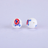 Printed Round with Egg Pattern Silicone Focal Beads SI-JX0056A-149-1