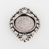 Vintage Tibetan Style Alloy Oval Connector Cabochon Bezel Settings X-TIBE-O001-06AS-1
